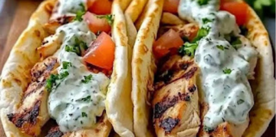 Authentic Greek Chicken Gyros with Homemade Tzatziki – A Flavorful Mediterranean Delight 🇬🇷🌯