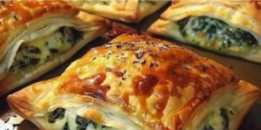 Spinach Stuffed Pastry – A Flaky, Cheesy Delight
