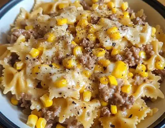Slow Cooker Creamy Ranch Beef & Corn Bowties