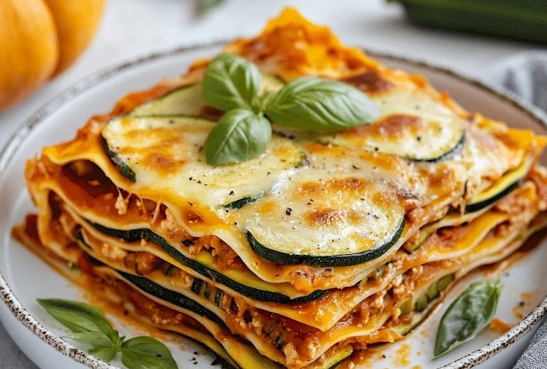 Kürbis-Lasagne mit Zucchini-Platten