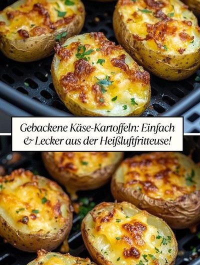 Gebackene Käse-Kartoffeln direkt aus der Heißluftfritteuse – knusprig, cremig und so unglaublich einfach