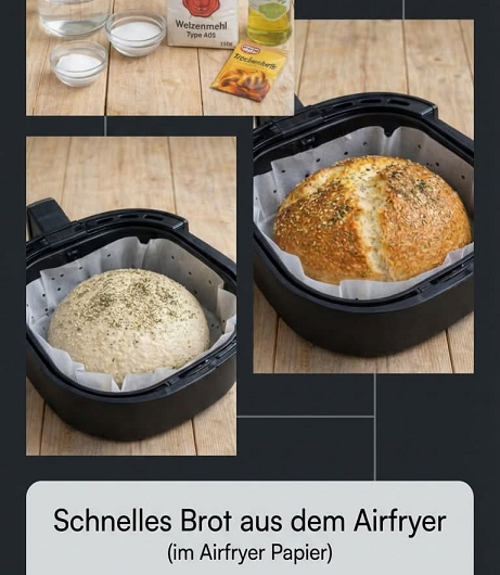 Schnelles Airfryer-Brot wie von Oma – außen knusprig, innen weich und einfach perfekt