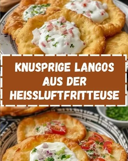 Knusprige Langos aus der Heißluftfritteuse – außen goldbraun, innen weich wie früher vom Jahrmarkt