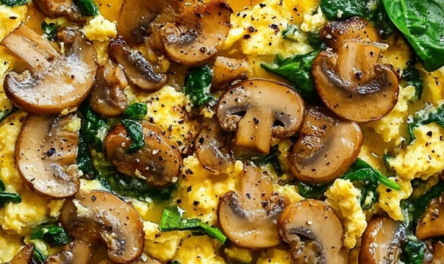 Mushroom Spinach Scrambled Eggs (10-Minutes)