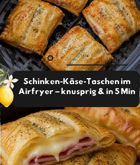 Schinken-Käse-Taschen im Airfryer – knusprig & in 5 Min