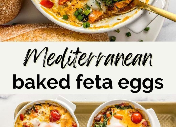 Baked Feta Eggs Recipe | Recipe in 2024 | Mediterranean diet recipes breakfast, Mediterranean recipe