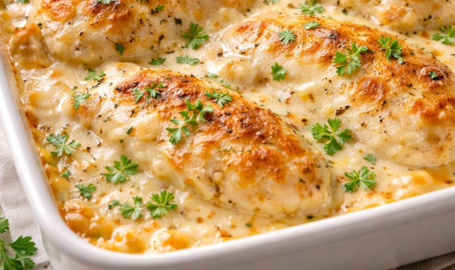 Hähnchen in Frischkäse-Soße aus dem Ofen – einfaches Abendessen – Genuss-Suche.de